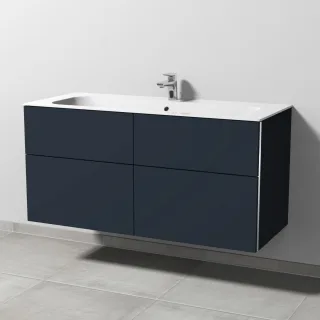 Sanipa 3way Keramik-Set Finion Keramik-Waschtisch und Unterbau mit 4 Auszügen, Marine-Matt BP4021R