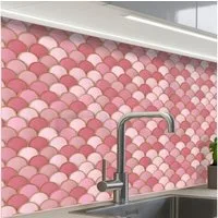 KitchenYeah Küchenrückwand Muster selbstklebend (keine Folie) Fliese - Muster - Rosa - Gold, (1-tlg), Spritzschutz, Küche, Rückwand, Küchenwand, Küchenfront, 30x20 cm