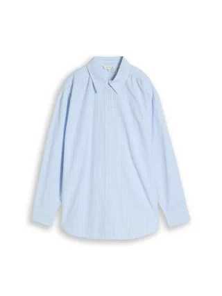 Tom Tailor - Plus Size - Loose Fit Popeline Hemdbluse mid blue white stripe - Gr. - 50