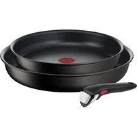 Tefal Pfannen-Set Ingenio Unlimited, Pfannenset abnehmbarer Griff, Antihaftversiegelung, Aluminium (Set, 3-tlg., 2x Pfannen Ø 22/26 cm, 1x abnehmbarer Griff, Made in France), stapelbar, platzsparend, einfache Reinigung, Induktion, L76390