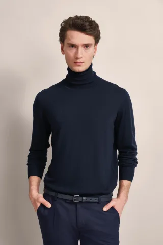 Bugatti Herren Rollkragenpullover aus 100 % Merinowolle