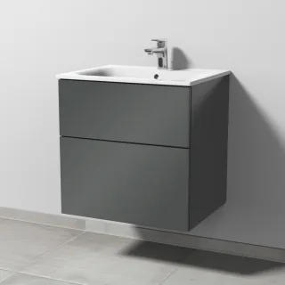 Sanipa 3way Waschtischunterbau zu Geberit Renova Plan Slim Waschtisch mit 2 Auszügen, Anthrazit-Glan SF68679