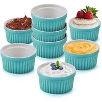 Dimono Dessertschale DIMONO Crème-Brûlée & Soufflé Förmchen – 8er Keramik Dessert Set, Keramik, (Schälchen mit 170 ml, 8-tlg), Schalen
