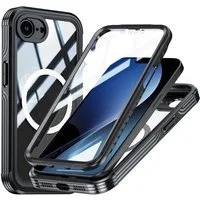 Wigento Handyhülle Für Apple iPhone 16e MagSafe 360 Body Hybrid Tasche Bumper Schwarz, Full Body, MagSafe-Unterstützung, präzise Passform