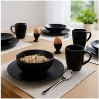 NTK-Collection Frühstücks-Geschirrset Tafelservice für 4 Personen Schwarz (20-tlg), Keramik, Frühstücksset Geschirrset