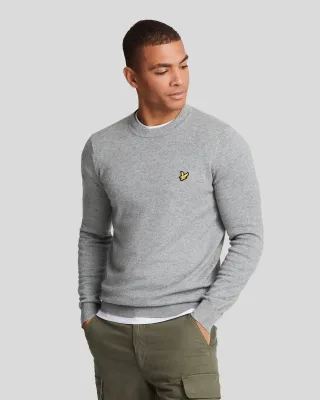 Lyle & Scott Rundhalspullover aus Baumwoll-Merinowolle - Grau