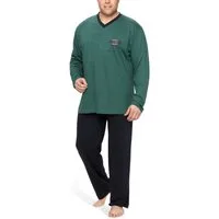 Moonline Pyjama Schlafanzug Herren lang in Übergröße (XXL-5XL) aus Baumwolle