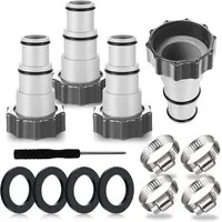 LuxusKollektion Poolschlauch 4er-Pack Poolschlauch Adapter für Intex Pool Ø 32 38 mm Grau