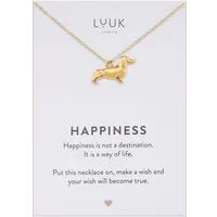 LUUK LIFESTYLE Kette mit Anhänger Dackel, mit HAPPINESS Spruchkarte
