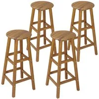 Casaria Barhocker, Holz Akazie Outdoor 75cm Sitzhöhe Fußstütze 150kg Belastbarkeit