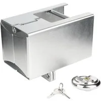STEMA Kastensicherung Diebstahlsicherung Safety-Box XL (Packung, 2-tlg., Kastensicherung, Schloss), Für Anhänger im an- und abgekuppelten Zustand