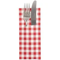 PAPSTAR GmbH Einwegbesteck-Set 520 Bestecktaschen 20 cm x 8,5cm rot "Vichy Karo" inkl. Serviette