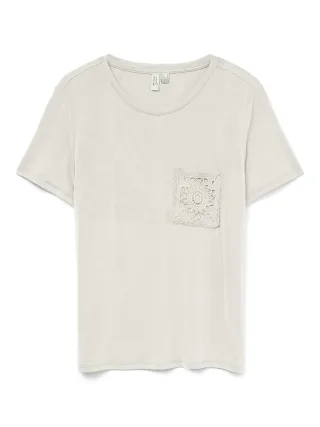 VERO MODA - VMFACY S/S O-NECK T-SHIRT JRS BTQ GA Birch - Gr. - XL