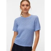 Vero Moda Stricktop VMJAQUELINE SS O-NECK TOP BOO mit zartem Muster