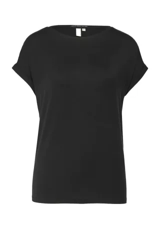 Q/S designed by - Loose Fit-Shirt im Lyocellmix schwarz - Gr. - S
