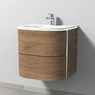 Sanipa 4balance Glas-Set mit 2 Auszügen und LED-Beleuchtung, Eiche-Kansas, DL21159 DL21159