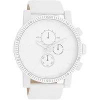 OOZOO Quarzuhr XXL Herrenuhr C11310 Chronolook Weiss Lederband 48 mm C11310