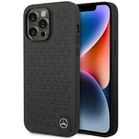 Mercedes Handyhülle Case iPhone 14 Pro Max Echtleder geprägt schwarz Logo 6,7 Zoll, Kantenschutz