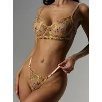 Elegant Love Set: Push-up-BH Sexy Dessous Set, BH und Tanga,Lingerie-Set (Set, 2-tlg., mit String) Transparente Damenunterwäsche - Reizwäsche