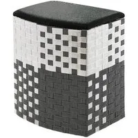 Kobolo Wäschekorb Wäschebehälter - Nylon - schwarz-weiß - 44x32x52cm (mit Deckel)