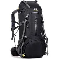 RAIKOU Wanderrucksack 50L Trekkingrucksack Wasserdicht, Reisetasche Ultralight (Regenhülle, Hüftgurt mit praktischen Taschen), Atmungsaktives Tragesystem