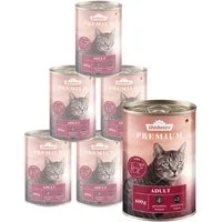 Dehner Premium Adult Geflügel, versch. Sorten, 6 x 400 g Dose (2.4 kg) Rind, Nassfutter für: Katze, Nassfutter für ausgewachsene Katzen, getreidefrei