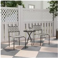 Outsunny Gartenlounge-Set 3-teilig, mit 2 Stapelbare Stühle, Tisch, (wetterfest Balkonmöbel für 2 Personen, 3-tlg., Polyrattan Gartenmöbel Set), für Garten, Terrasse Balkon, Grau
