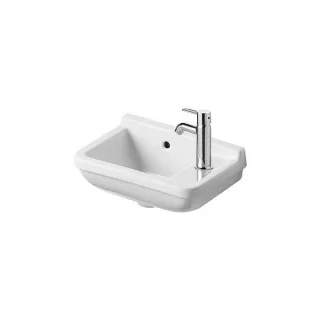 Duravit Starck 3 Handwaschbecken 0751400000 40x26cm, Hahnloch rechts, mit Überlauf, Hahnlochbank, weiß