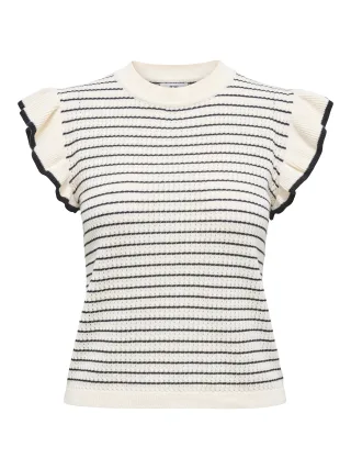 JDY - JDYCARICE S/L FRILL PULLOVER KNT NOOS Cloud Dancer - Gr. - M