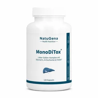 NatuGena MonoDiTox | 120 Kapseln | Detox-Komplex mit Cholin, Artischocke, Mariendistel, Löwenzahn & Brennnessel | vegan