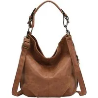 ITALYSHOP24 Schultertasche DAMEN SHOPPER Hobo Bag Umhängetasche Handtasche City Bag Cross-Over (Spar-Set: Henkel Tasche mit Schultergurt, Workbag Leder Optik, 2-tlg., mit Henkel und Schultergurt), Damentasche Freizeit Abend Leder Optik Henkeltasche R