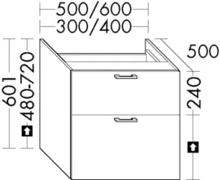 Burgbad Unterschrank Sys30 PG2 Echo 601x300x500 Eisblau Softmatt, WYJG030F3962 WYJG030F3962