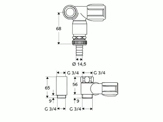 Schell NA-Ventil COMFORT mit RFV und RB 3/4"chrom für Wandbatterien Anschluß re 033260699