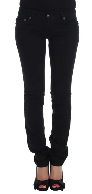 Cavalli Schwarze Baumwoll-Stretch Slim Skinny Fit Jeans