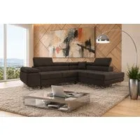 M-Punkt24 Ecksofa DUBAI, Samtstoff, Ottomane rechts oder links, Kopfteilverstellung, Bettkasten