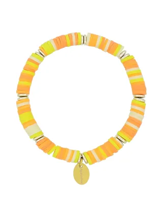 Fashionbox Armband Messing Vinylplättchen multi orange flexibel