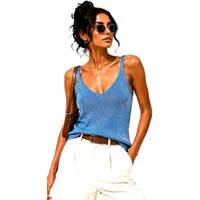 Worldclassca Stricktop Worldclassca Stricktop Ärmellos Basic Leicht Glitzer Tank Top Sommer Neue Kollektion - Stilvolle und gemütliche Sommer Mode für Damen