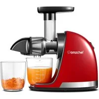 AMZCHEF Slow Juicer ZM1501 Entsafter für Obst & Gemüse 4-in-1 Saftpresse Edelstahlfilter, 150 W, 4-in-1, Schneckentechnologie, BPA-frei, Umkehrfunktion, leiser Betrieb