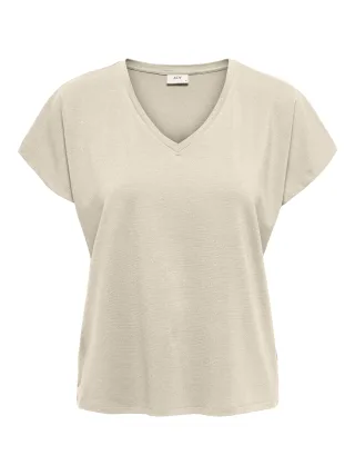 JDY - JDYKAISER S/S GLITTER V-NECK TOP JRS DIA Whitecap Gray - Gr. - XL