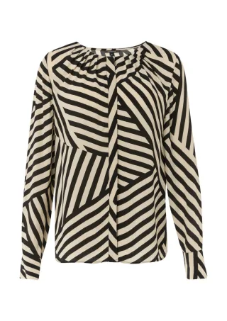 comma - Crêpe-Bluse mit All-over-Print schwarz - Gr. - 46