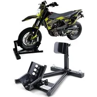 RAMROXX Motorradheber Motorradständer Montageständer mit Wippe verstellbar bis 680kg Schwarz