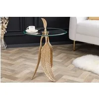 riess-ambiente Beistelltisch FEATHER 65cm gold (Einzelartikel, 1-St), Wohnzimmer · Glas · Metall · rund · Handarbeit · Modern Design