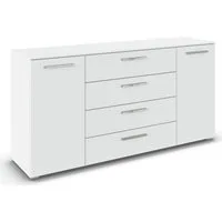rauch Kombikommode Sideboard Schubkommode Kommode MONTCLAR Front Dekor/Hochglanz/Glas (Breite 160 / Höhe 81 cm, 2 Einlegeböden, inkl. Soft-Close-Funktion), 2-türig, 4 geräumige Schubladen, viele Griffvarianten MADE IN GERMANY