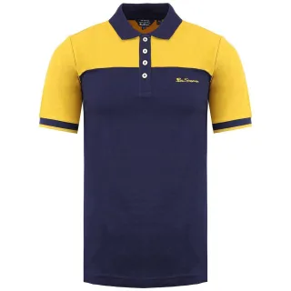 Ben Sherman Farbblock Herren Marine/Gelb Poloshirt