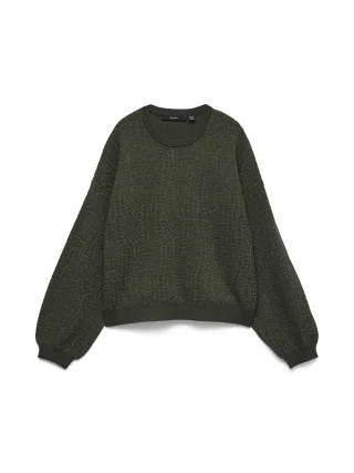 VERO MODA - VMNANCY JAQUARD LS O-NECK PULLOVER BOO Forest Night - Gr. - S