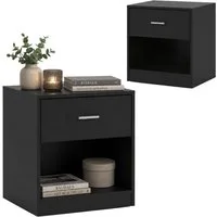 relaxdays Nachtschrank Nachttisch mit Schublade schwarz, 2er-Pack