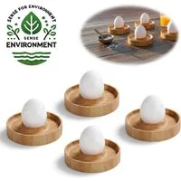 LS-LebenStil Eierbecher Nachhaltige Eihalter Holz 4´er Set Bambus Eierhalter Eibecher, (für das perfekte Frühstücksei auf dem Frühstückstisch, 4-tlg., Braun), natürliche Holzmaserung