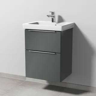 Sanipa 3way Waschtischunterbau zu Villeroy & Boch Subway 2.0 Waschtisch mit 2 Auszügen, Anthrazit-Gl UF61079