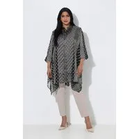 Ulla Popken Longbluse Longbluse Ausbrenner Hemdkragen 3/4-Arm Zipfelsaum
