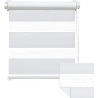 Doppelrollo Zevra Doppelrollo / Duo Rollo, 35 x 160 cm, weiß, Victoria M., halbtransparent, ohne Bohren, freihängend, verschraubt, Feuchtraumgeeignet, Sichtschutz oder Durchsicht